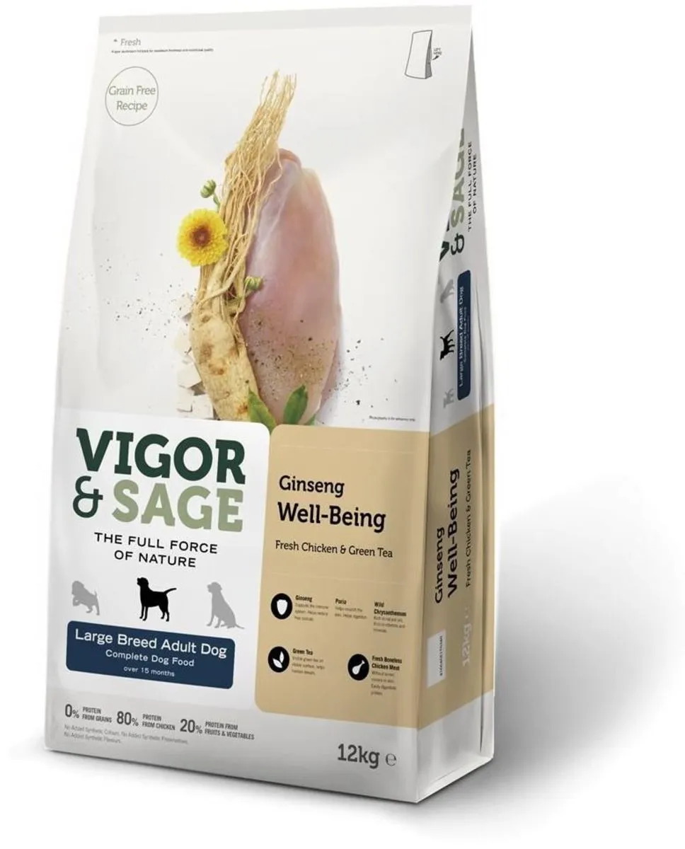 Vigor Sage Ginseng/poulet Thé Vert Chien Adulte Grande Taille 12 Kg - Vigor & Sage 3 Vigor Sage Ginseng/poulet Thé Vert Chien Adulte Grande Taille 12 Kg - Vigor & Sage