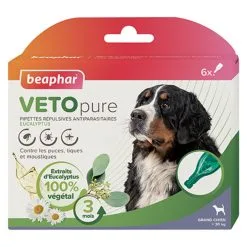 Pipettes Répulsives Antiparasitaires à L'Eucalyptus Vetopure Grand Chien - Beaphar